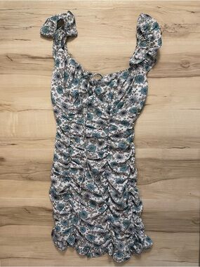 Speechless White Mini Dress with Teal Floral Print